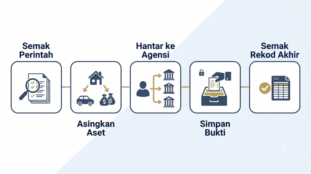 Aliran melaksanakan perintah pusaka kecil mengikut aset dan agensi