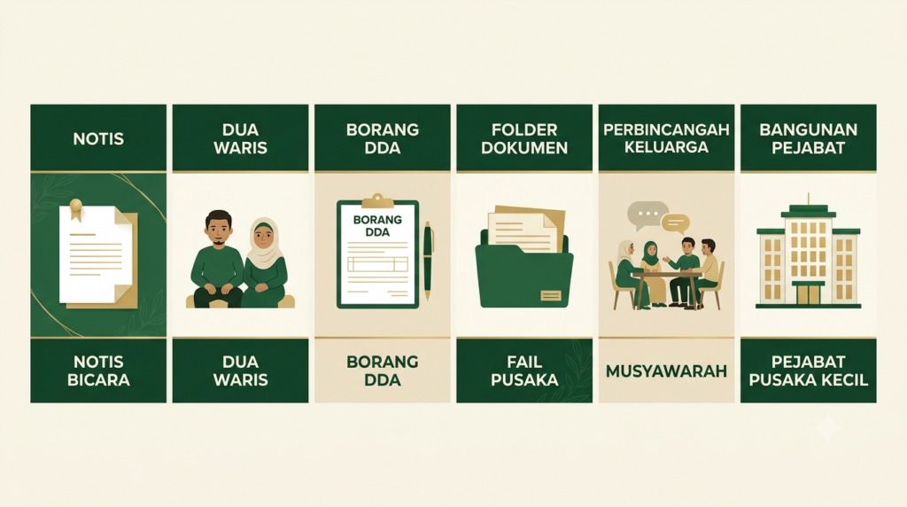 Aliran persediaan perbicaraan pusaka kecil dari semakan notis hingga hadir bicara