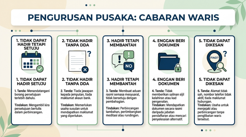 Beza waris tidak hadir, tiada DDA dan membantah pembahagian