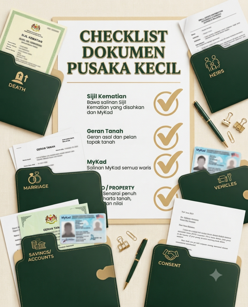 Checklist dokumen asal untuk perbicaraan pusaka kecil