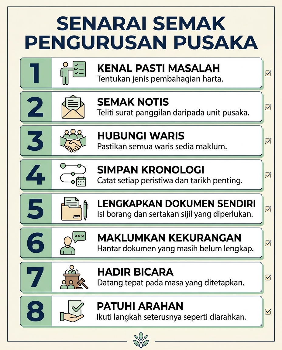 Checklist tindakan pemohon apabila waris enggan bekerjasama