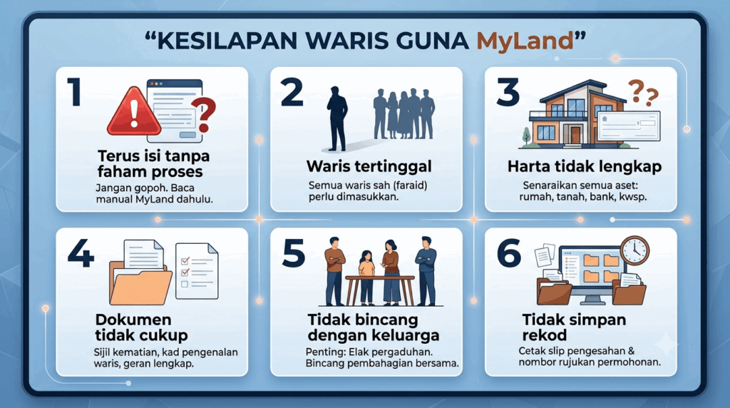 Kesilapan biasa waris semasa menggunakan MyLand Pusaka Kecil