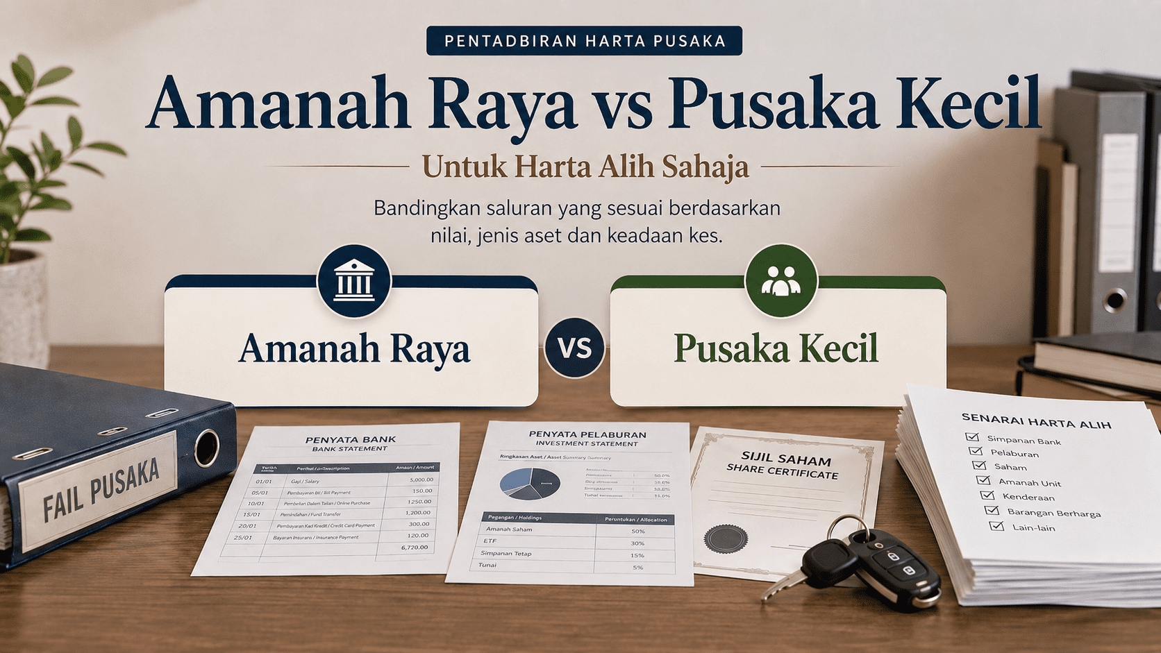Perbandingan Amanah Raya vs Pusaka Kecil untuk harta alih sahaja