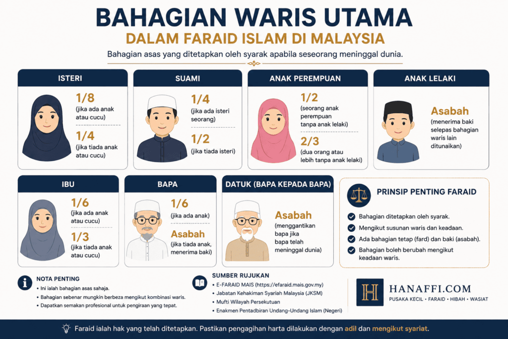 Bahagian faraid isteri ibu bapa dan anak apabila suami meninggal