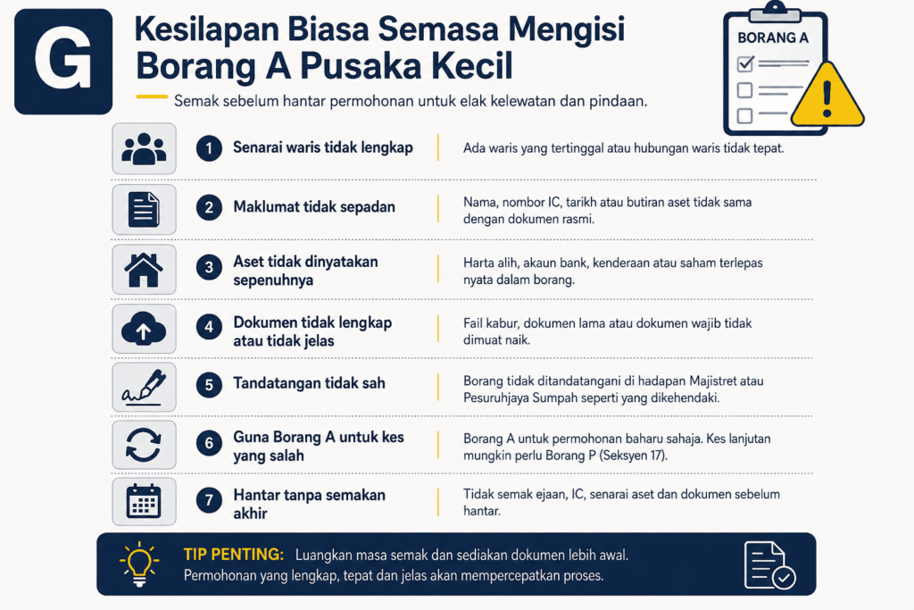 Pemohon menyemak dokumen sebelum melengkapkan Borang A pusaka kecil