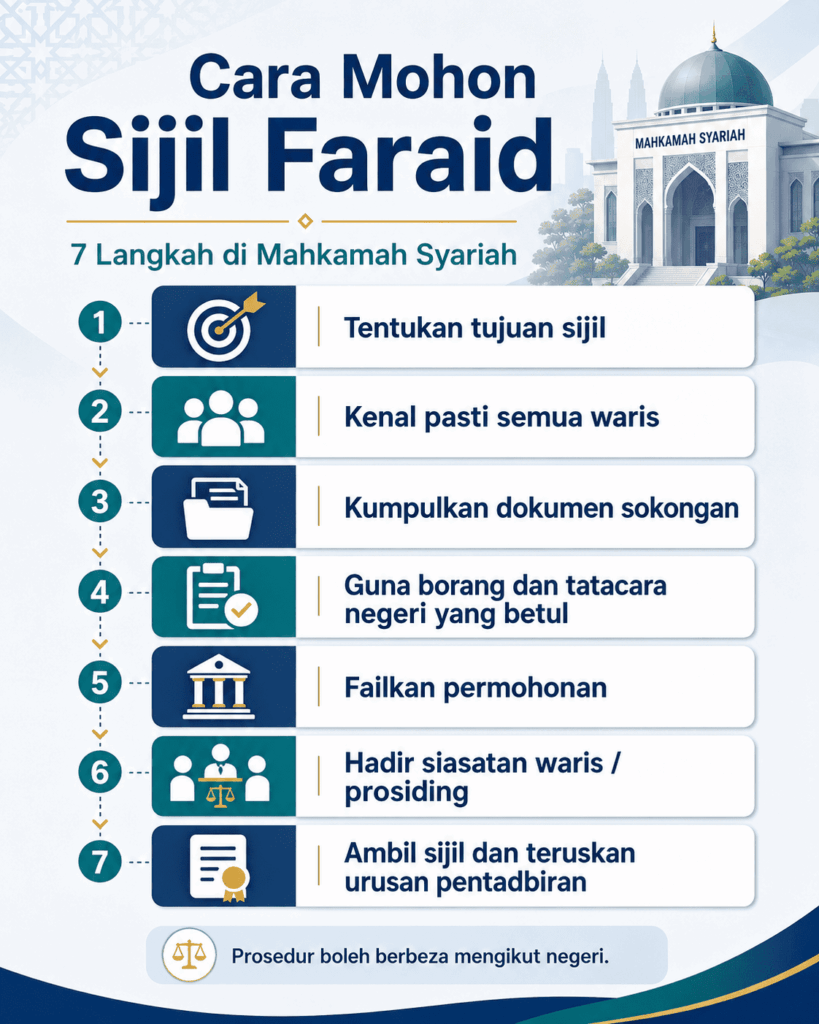 Tujuh langkah memohon Sijil Faraid di Mahkamah Syariah