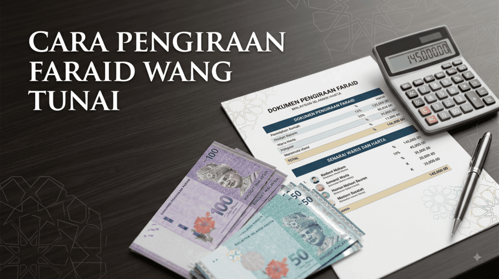 ara pengiraan faraid wang tunai langkah demi langkah