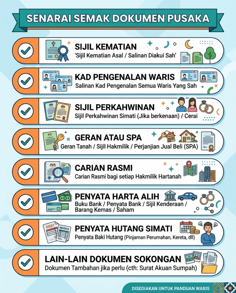 Checklist dokumen permohonan pusaka kecil