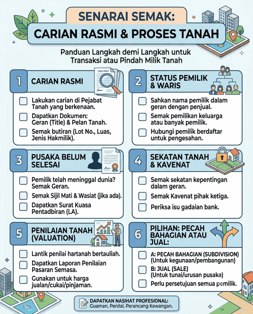 Checklist mengurus geran tanah banyak nama