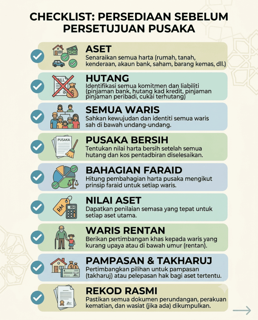 Checklist sebelum waris bersetuju dengan pembahagian harta pusaka