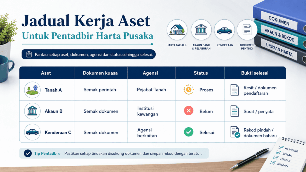 Checklist status aset untuk pentadbir harta pusaka