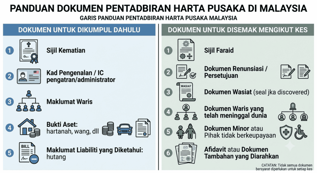 Perbezaan dokumen asas dan dokumen bersyarat bagi Letters of Administration Malaysia