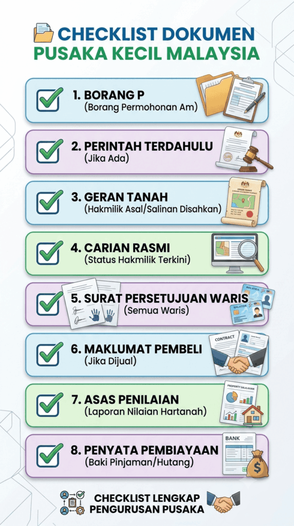 Checklist dokumen untuk menjual harta pusaka kecil