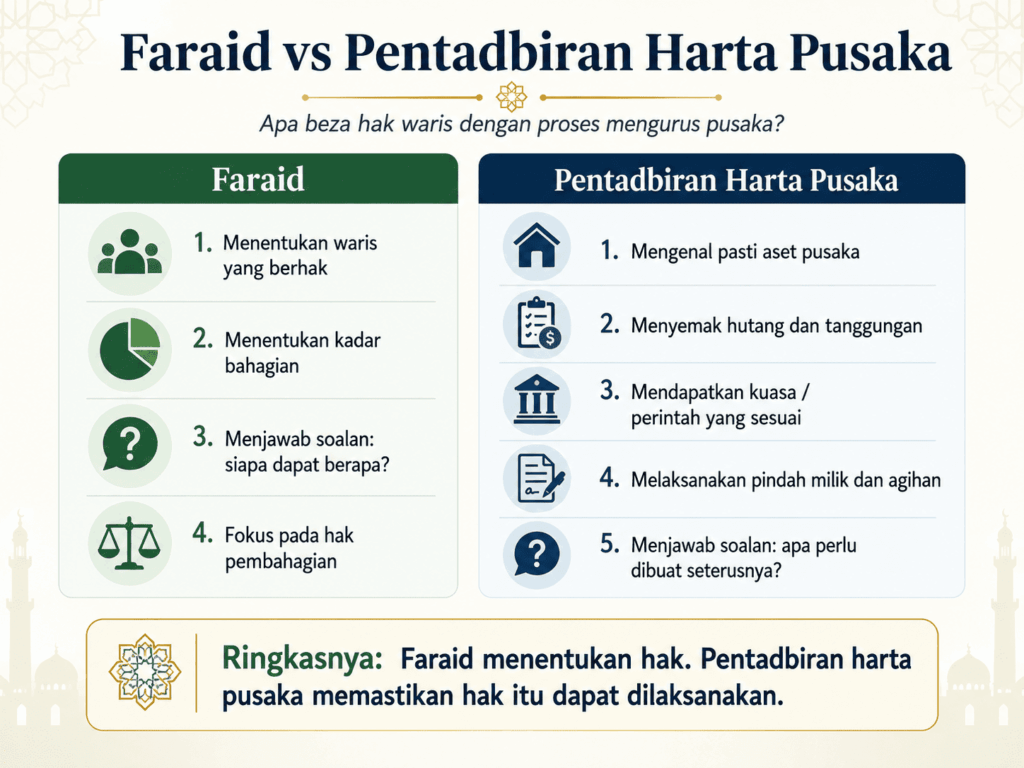 Perbezaan faraid dan pentadbiran harta pusaka