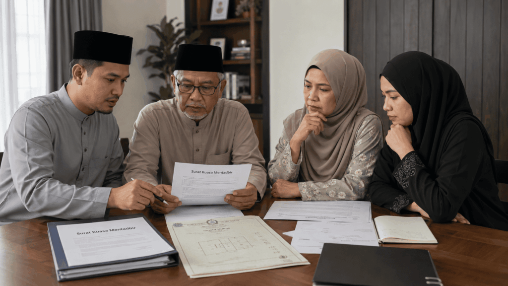 Waris menyemak dokumen selepas pentadbir harta pusaka meninggal dunia