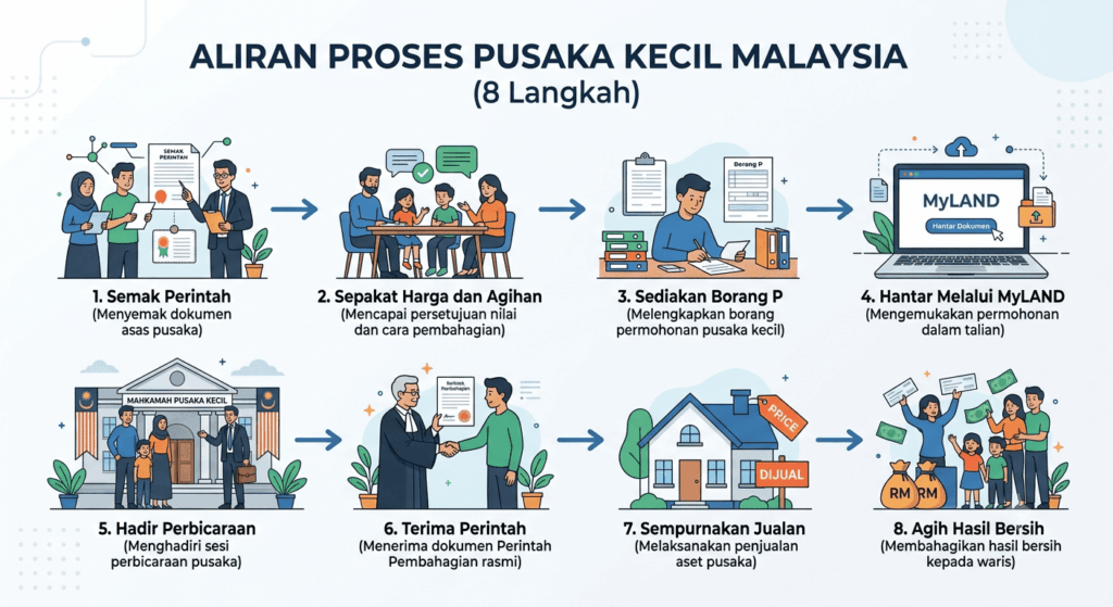 Carta proses permohonan Perintah Kebenaran Menjual melalui Borang P
