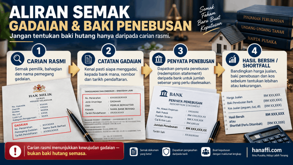 Aliran semakan catatan gadaian dan baki penebusan rumah pusaka