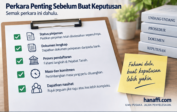 Checklist keadaan yang sesuai menggunakan peguam untuk pelepasan gadaian