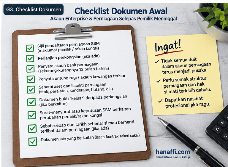Checklist dokumen untuk menentukan hak si mati dalam akaun Enterprise