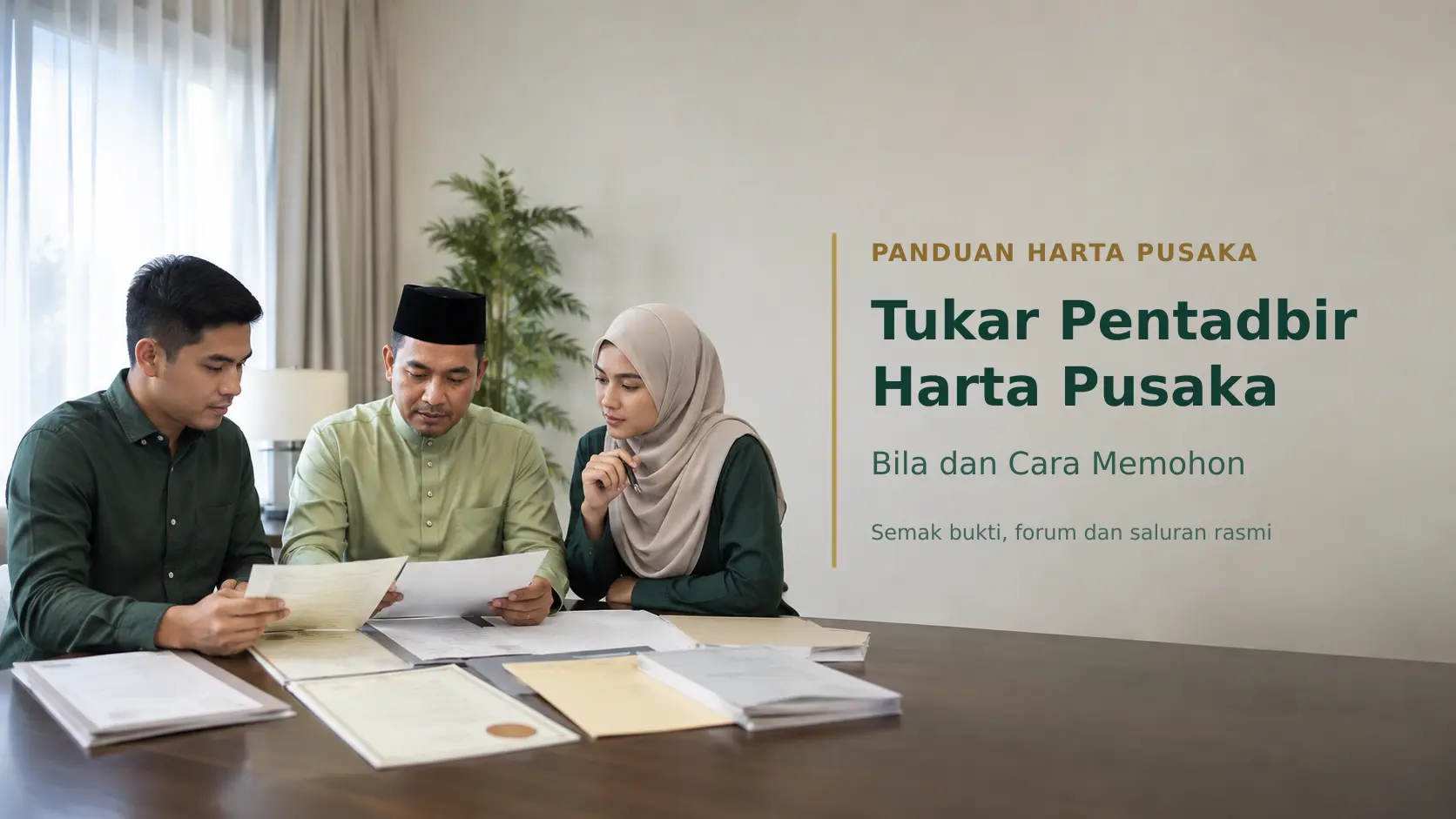 Waris menyemak dokumen untuk tukar pentadbir harta pusaka
