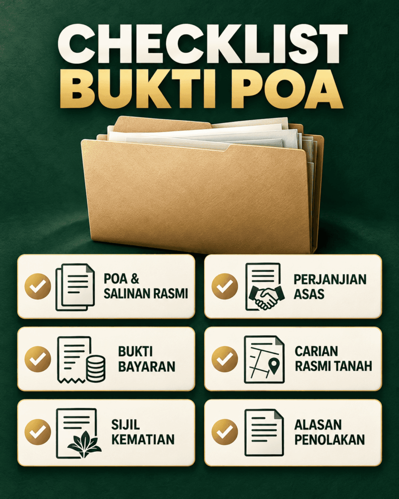 Checklist bukti untuk semakan Power of Attorney irrevocable