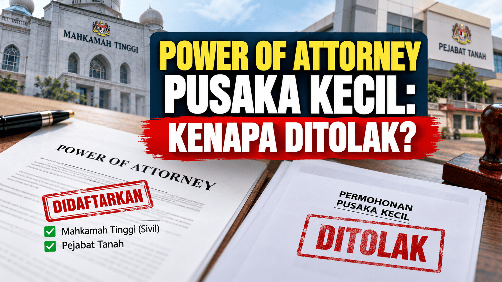 Dokumen Power of Attorney, geran tanah dan fail Pusaka Kecil untuk semakan selepas kematian
